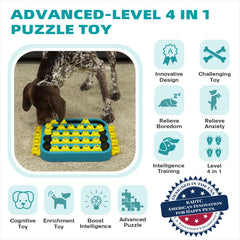 KADTC dog puzzle with tracks and hemispheres showing varied play and problem-solving.