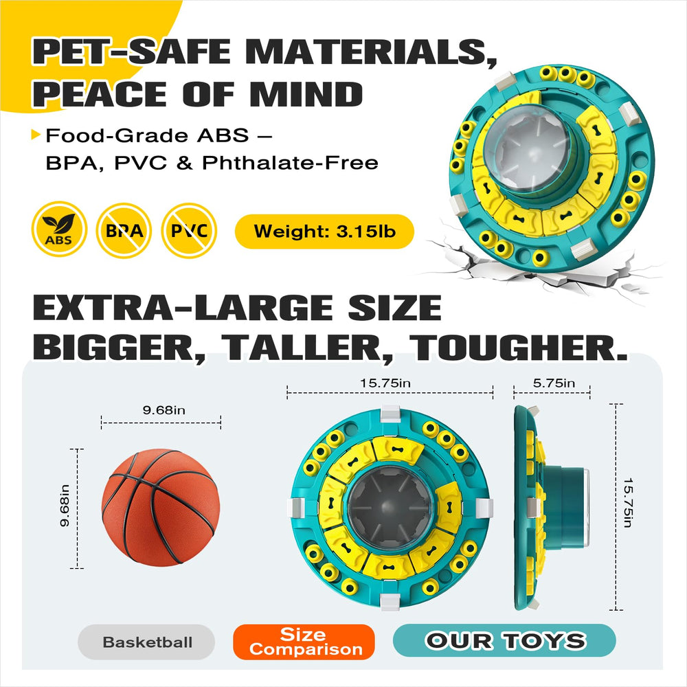 KADTC central dial close-up shows adjustable difficulty for smart dogs