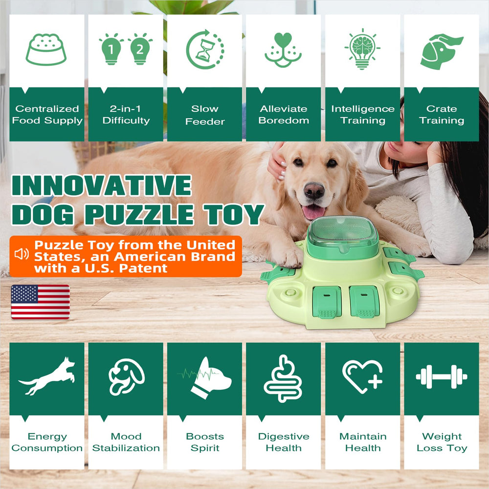 KADTC dog puzzle level1 lids demonstrates gentle treat-release for beginners