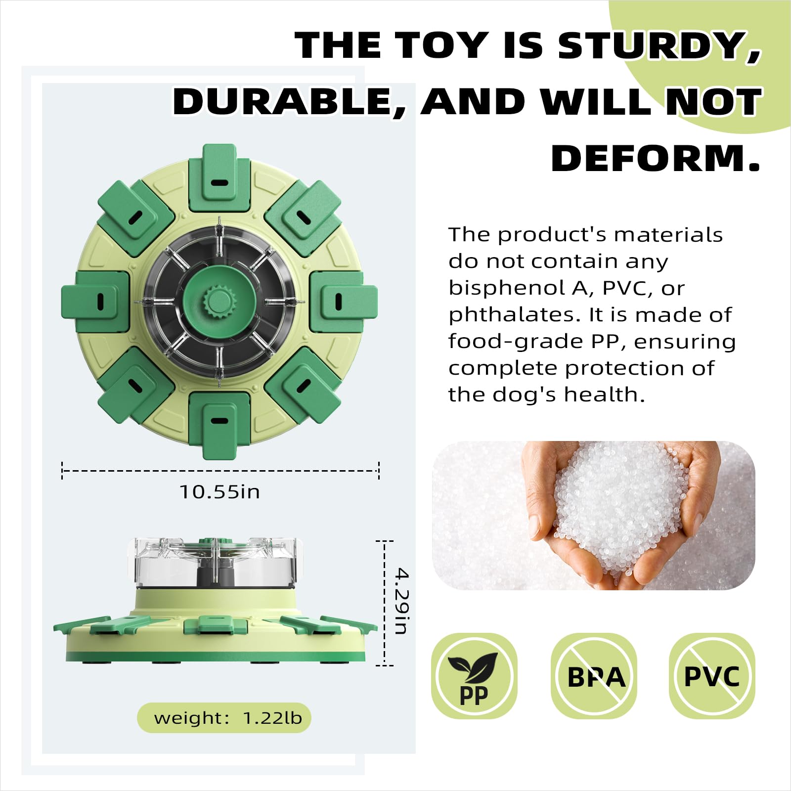 KADTC puzzle toy rotating top image highlights slow-dispenser action during mealtime.