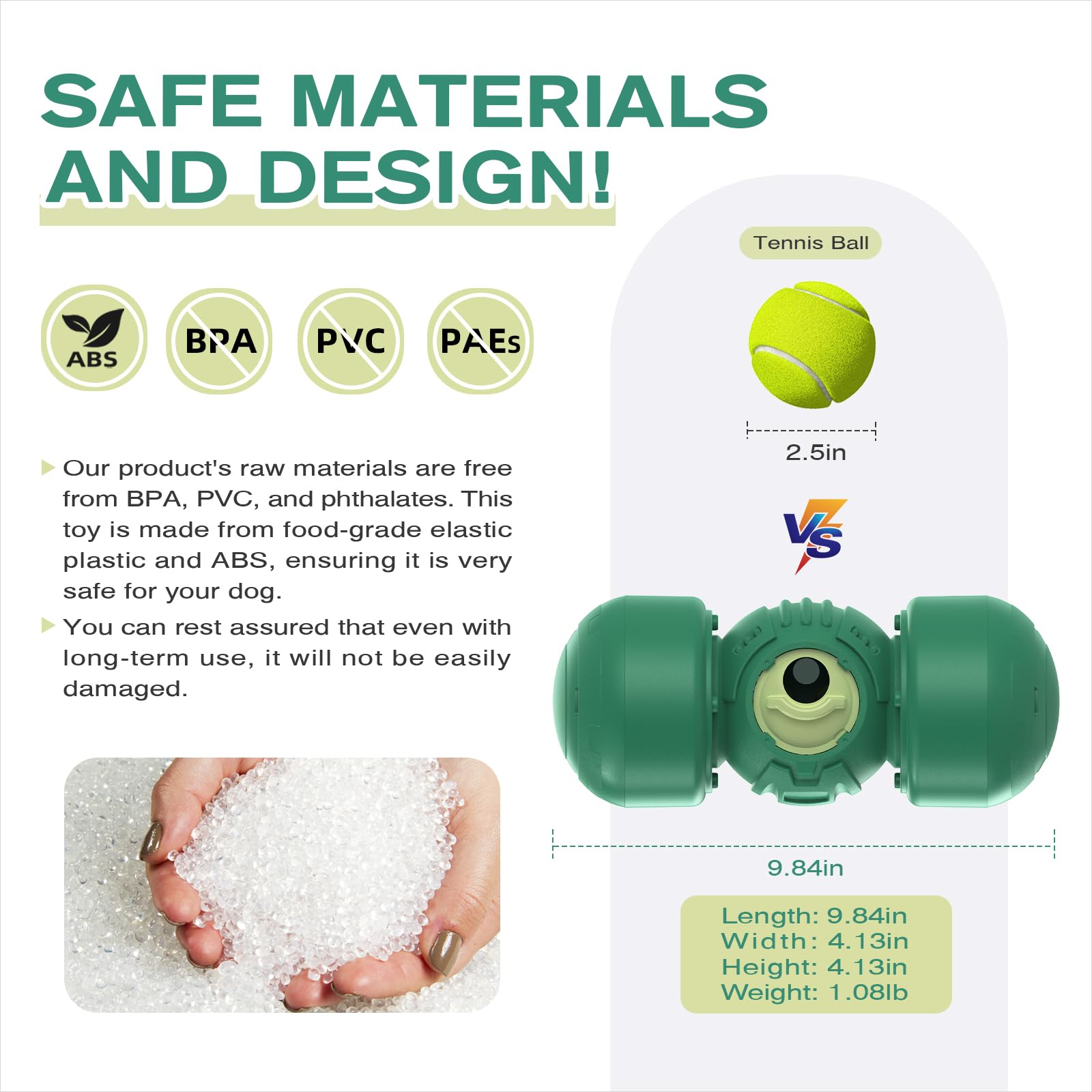 KADTC safe ABS food-grade materials provide durable, safe play for large breeds.