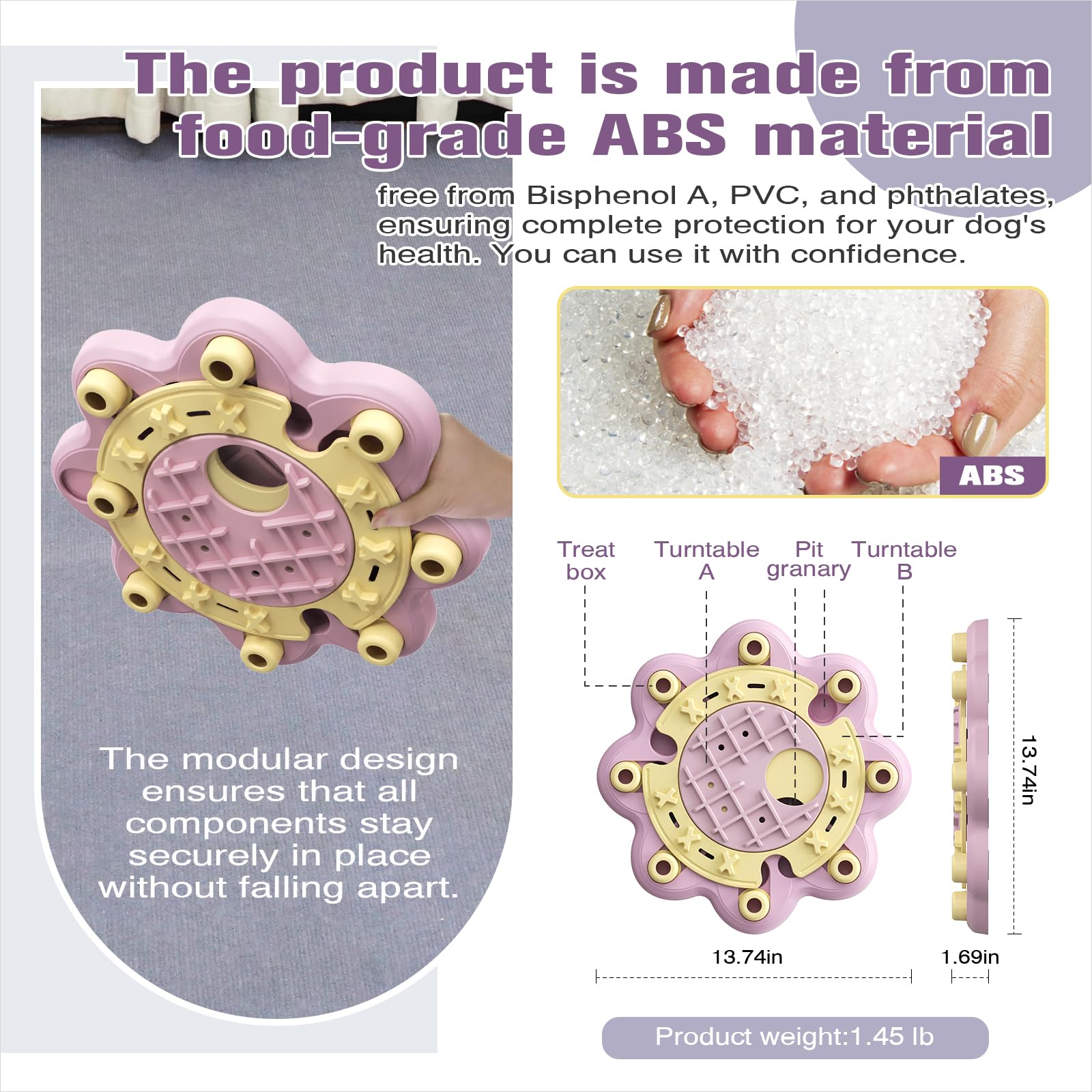 KADTC slow-feeder puzzle, pink, promotes mindful eating and mental exercise.