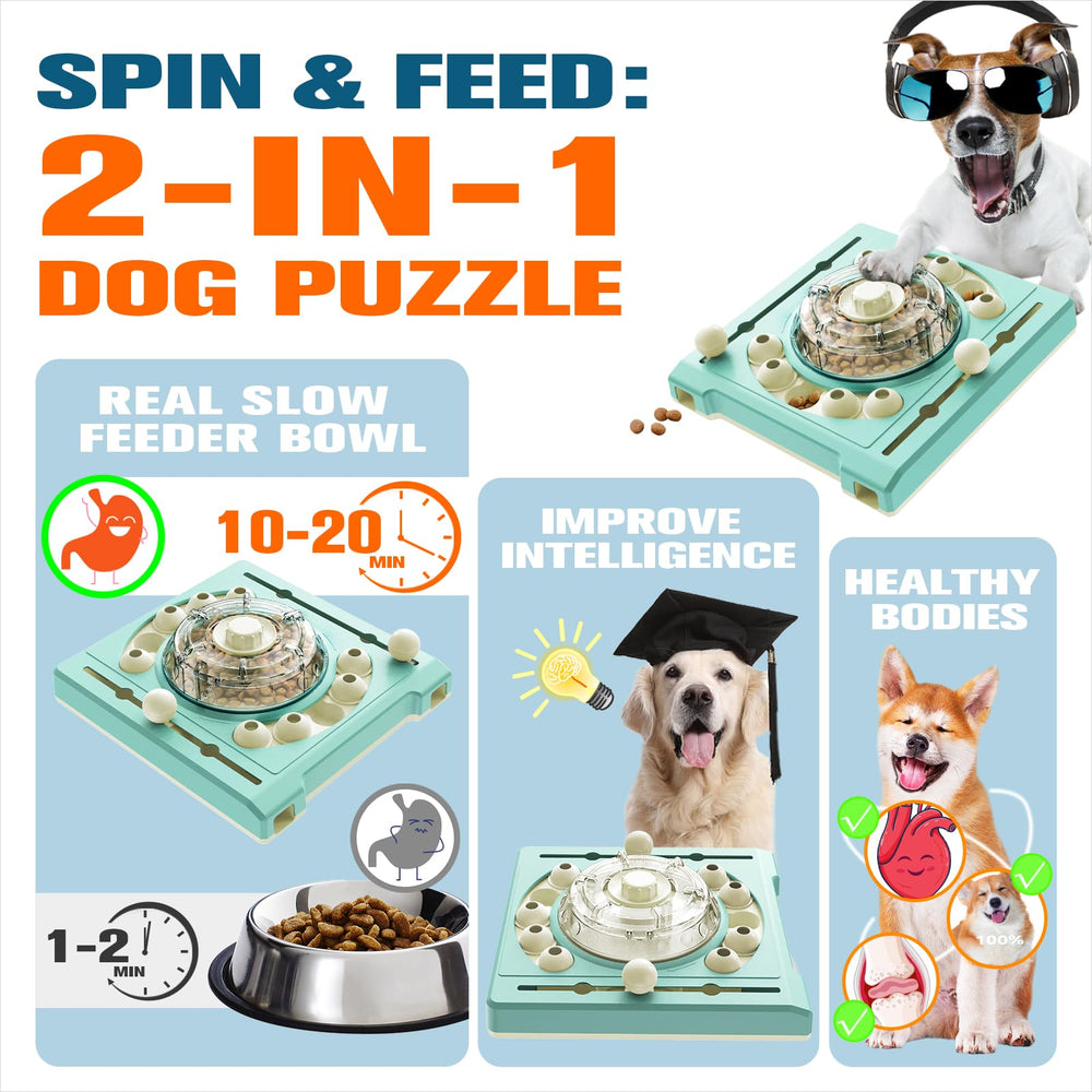 KADTC spinning dog puzzle toy side view highlights a sturdy ABS body for safe play