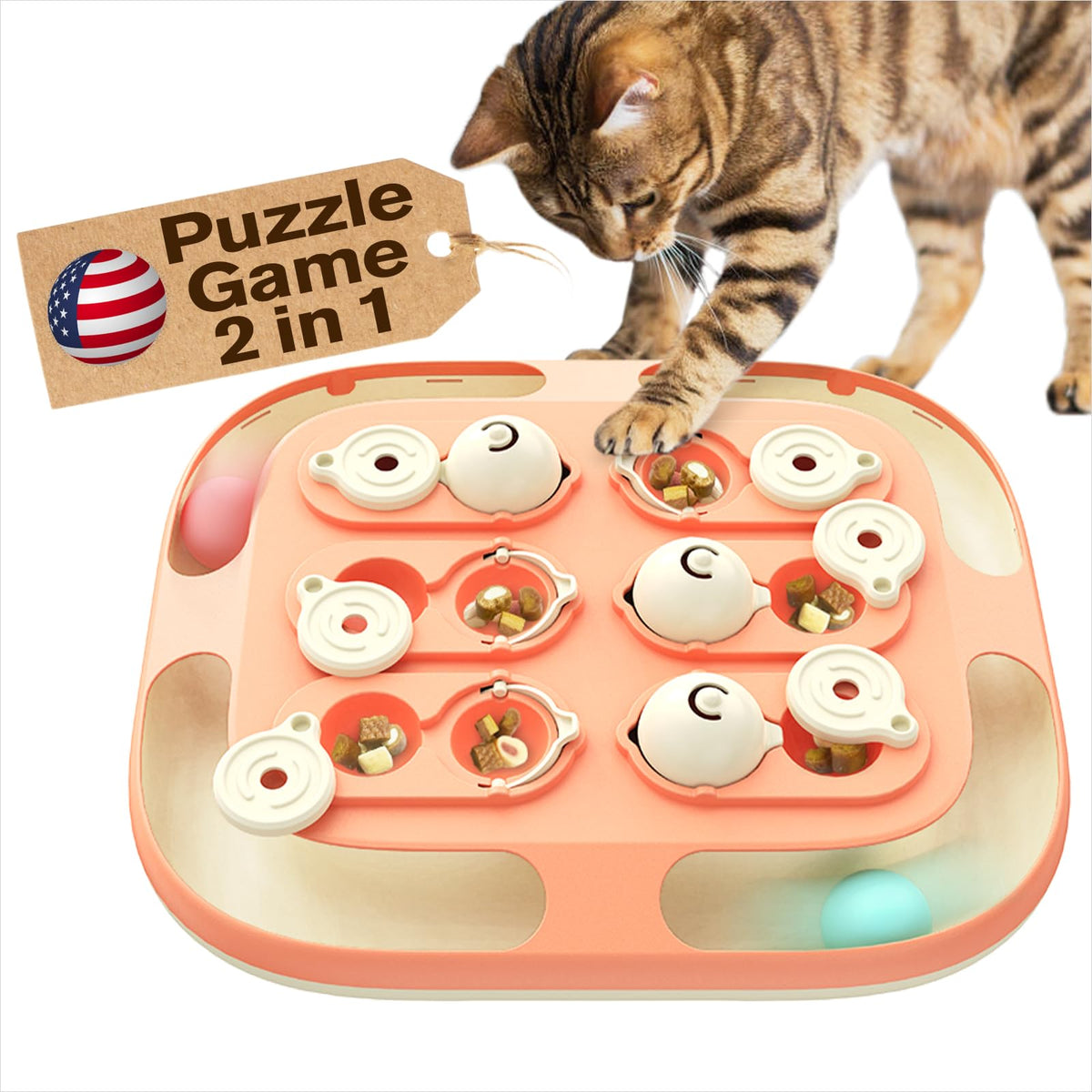 KADTC 2-levels-challenge cat puzzle toy promotes mental stimulation and active play for indoors.