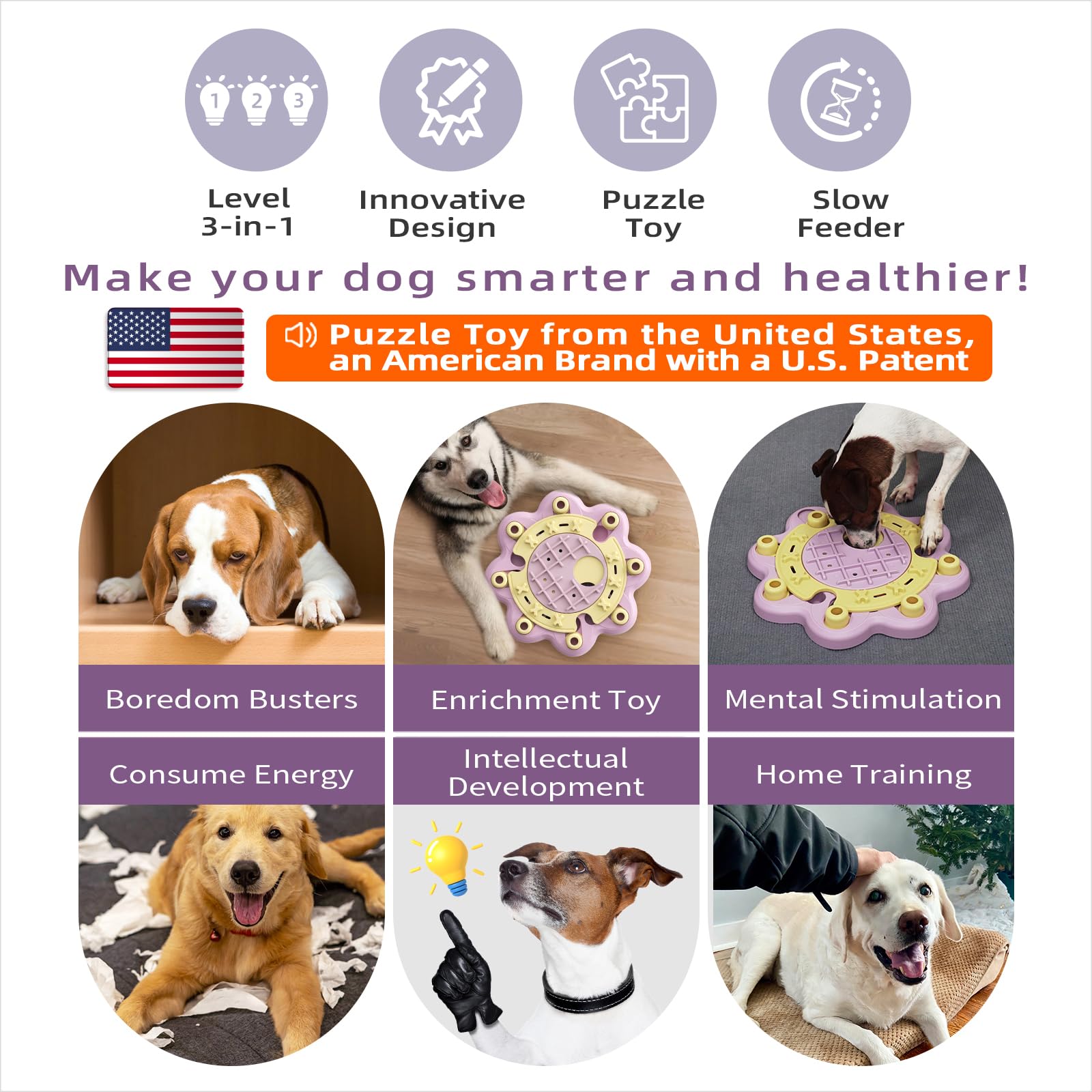 KADTC us-brand-design puzzle toy, pink, challenges dogs and slows mealtimes.