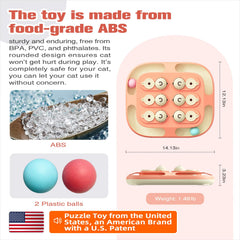 KADTC track-ball puzzle play with moving balls keeps cats entertained and physically engaged.