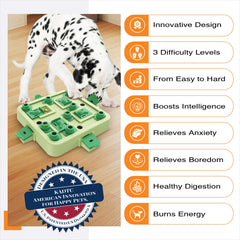 KADTC patented US design badge on durable dog puzzle toy.