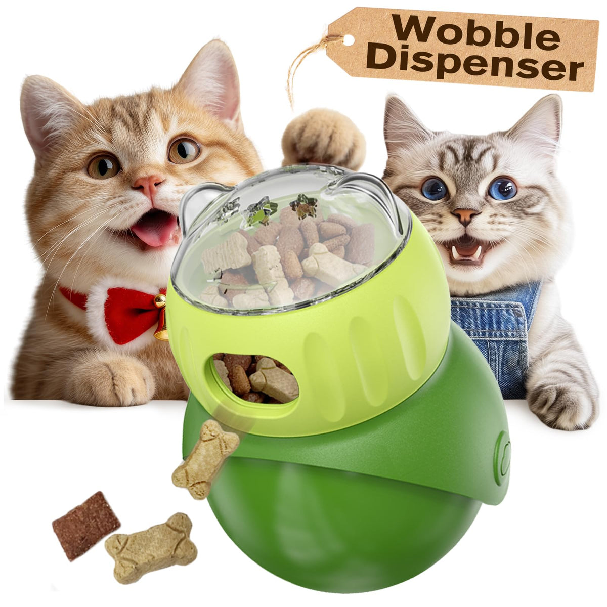 KADTC wobble cat treat toy base demonstrates no-tip stability for endless indoor play.