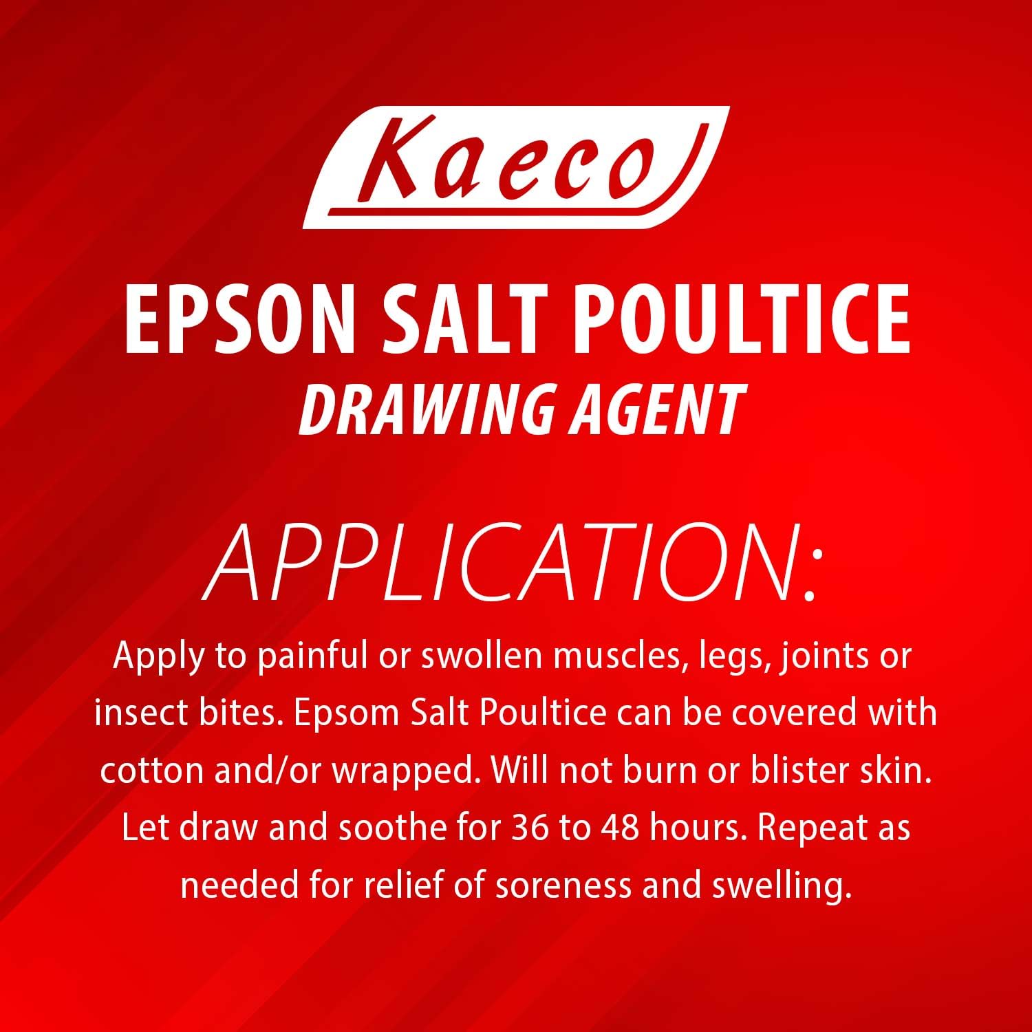 Kaeco Epsom Salt Poultice gel close-up shows smooth, ready-to-apply texture.