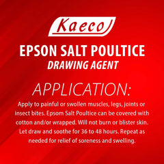 Kaeco Epsom Salt Poultice gel close-up shows smooth, ready-to-apply texture.