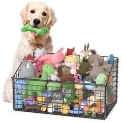 Kaiferty indestructible dog toy basket front view demonstrates durable storage for toys.