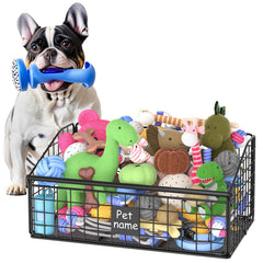 Kaiferty indestructible dog toy basket front view shows organized toy storage