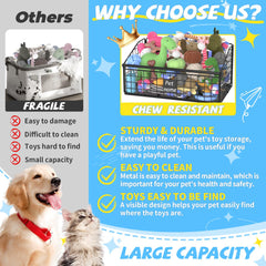 Kaiferty indestructible dog toy basket side view highlights easy-access design