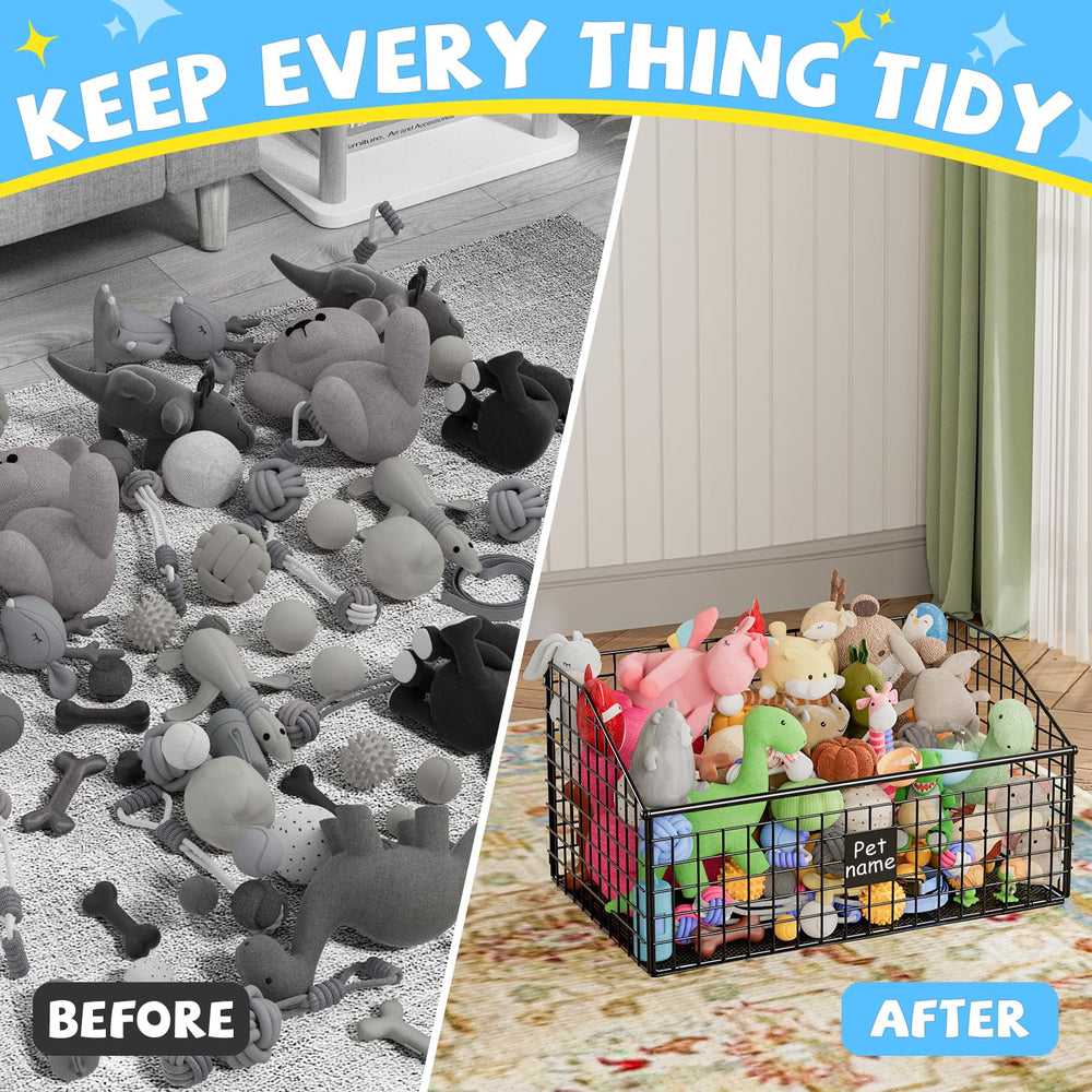 Kaiferty indestructible dog toy basket with toys demonstrates its large capacity.