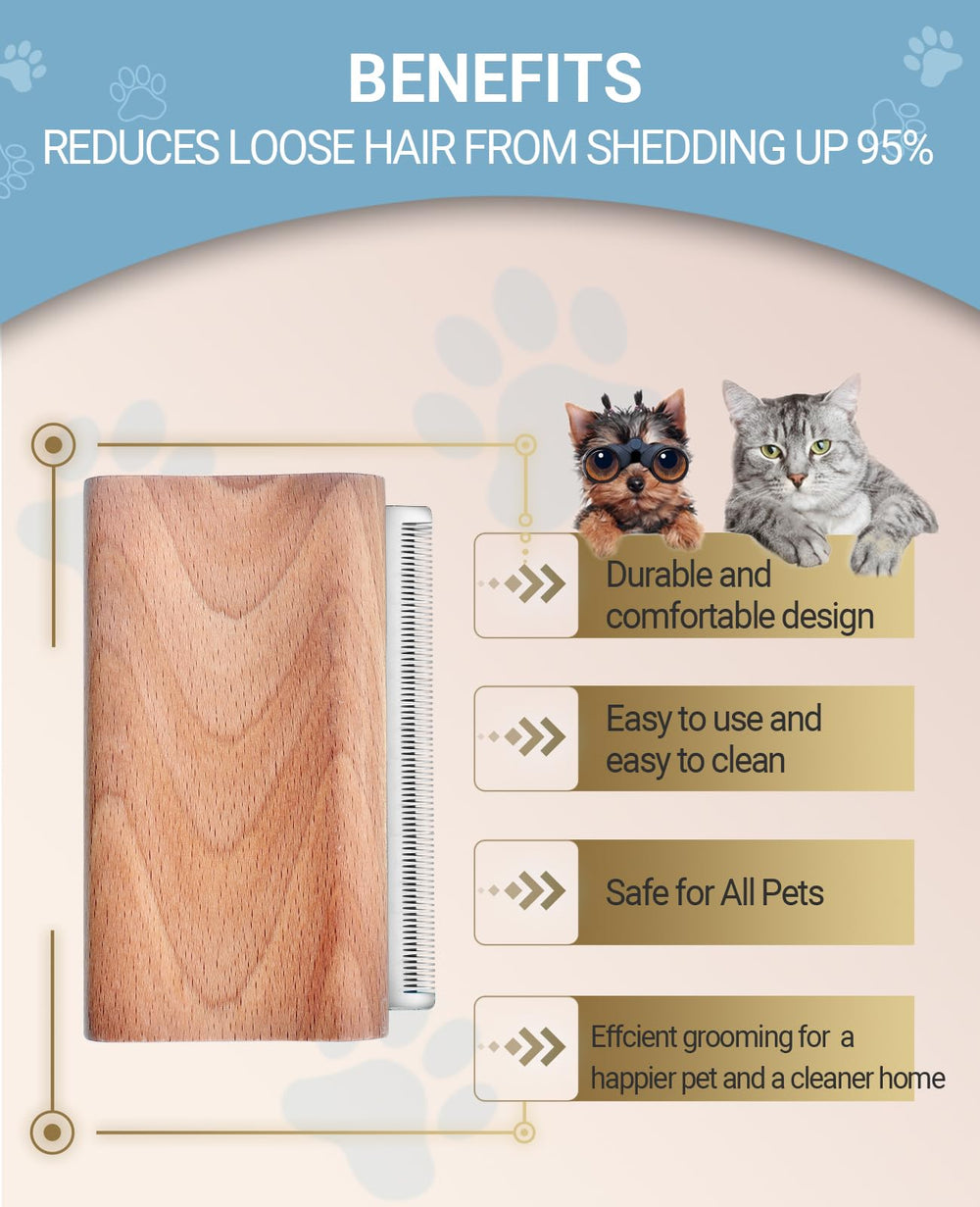 KAIFONG grooming tool with sturdy metal teeth for easy cleaning and long life.