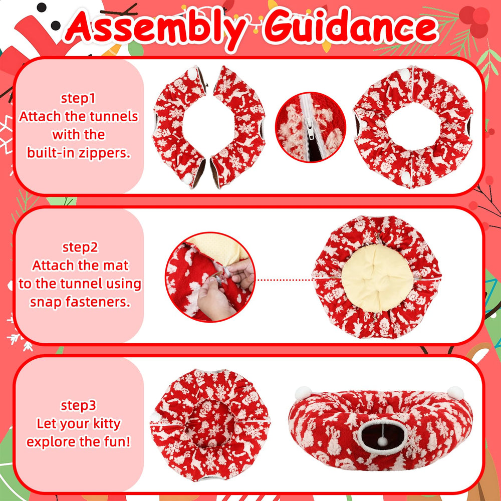 KAINUM easy-clean, quick-assemble cat tunnel with snap-fasteners.