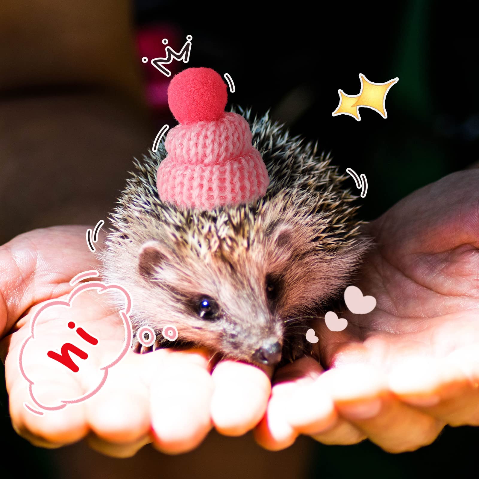 Kajaia pet hat yellow color creates cheerful, playful look for tiny pets.