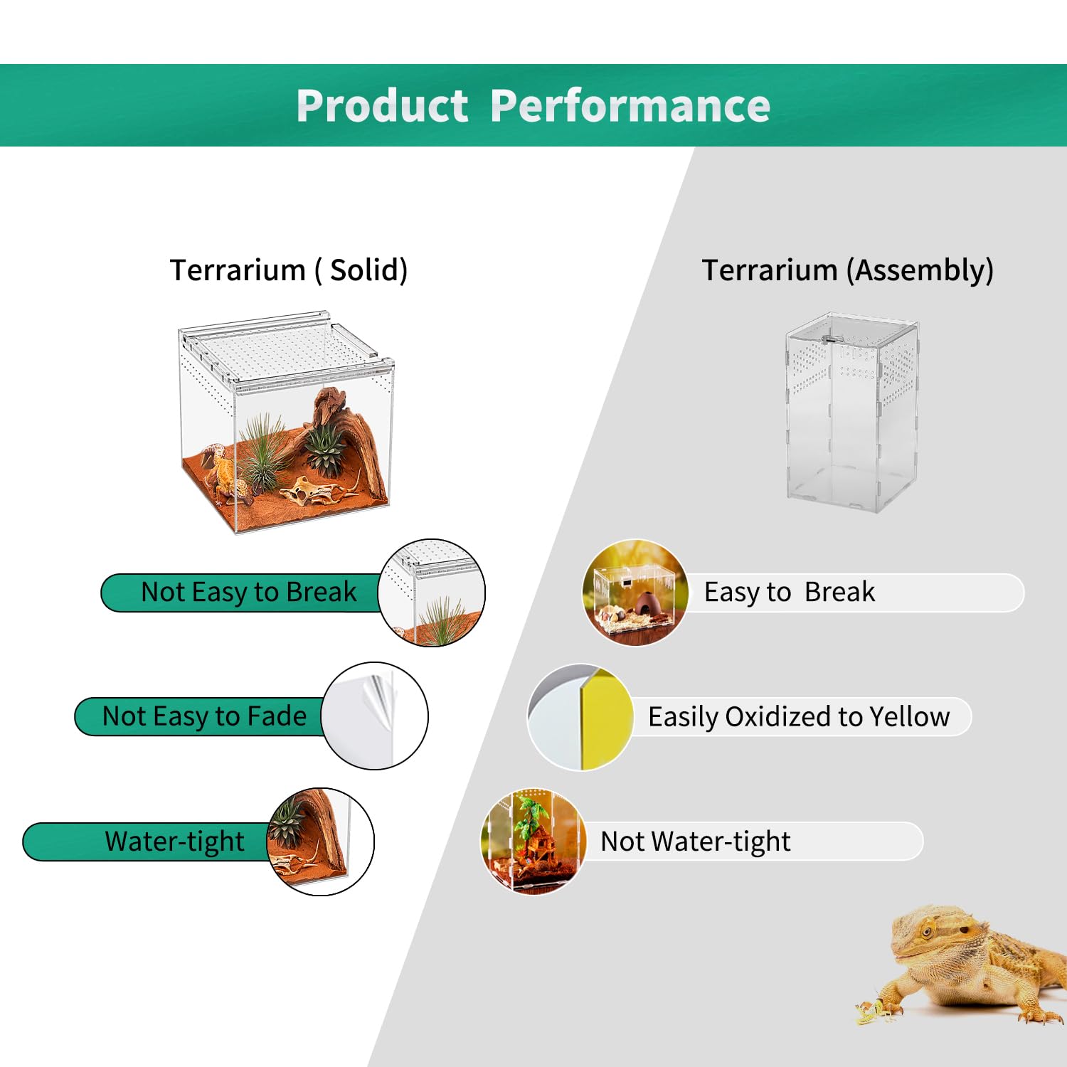 KAKOOTI reptile terrarium compact 6.8-inch design suits small pets and transport.