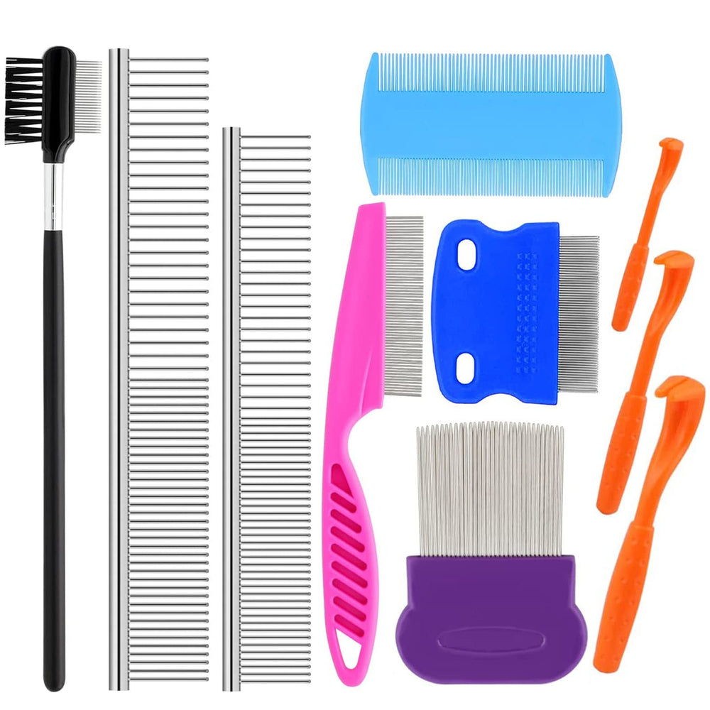 KALAMANDA 10-pack flea lice combs collection for gentle detangling and grooming
