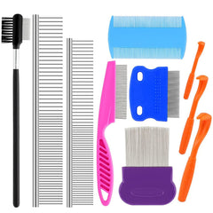 KALAMANDA 10-pack flea lice combs collection for gentle detangling and grooming