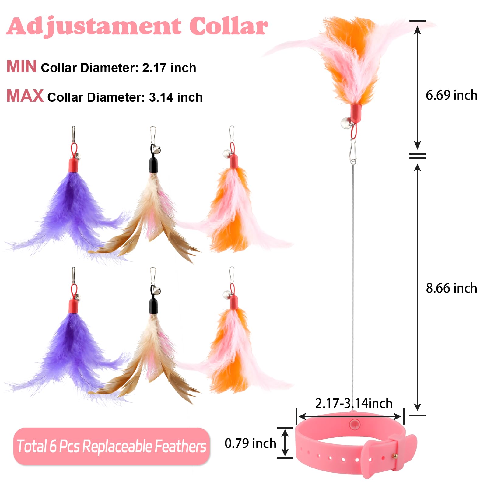 Kalamanda cat collar toy replacement feathers for long-lasting play and movement