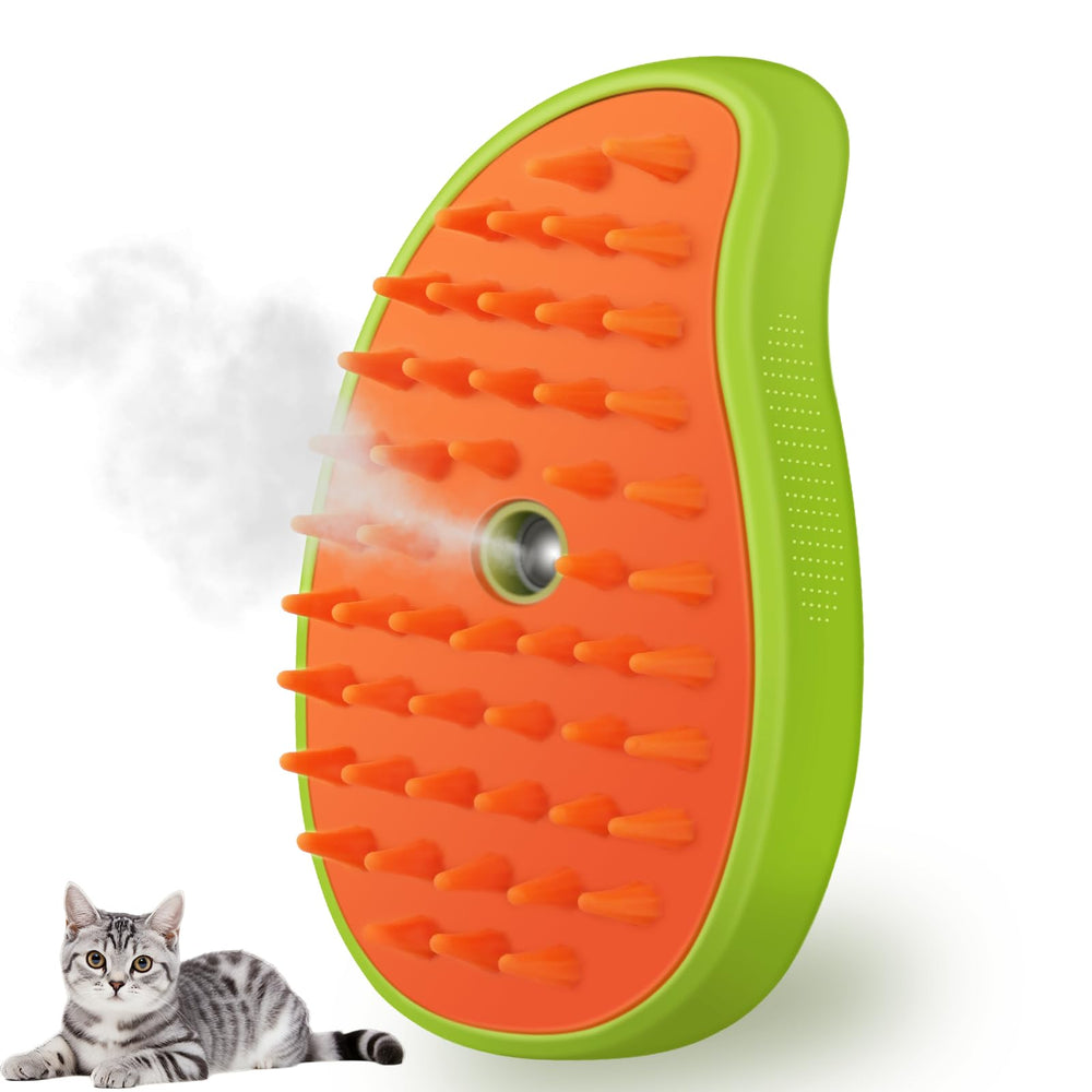 Kalamanda Cat Steam Brush mango-shaped design enables easy, comfortable grooming of indoor kittens.