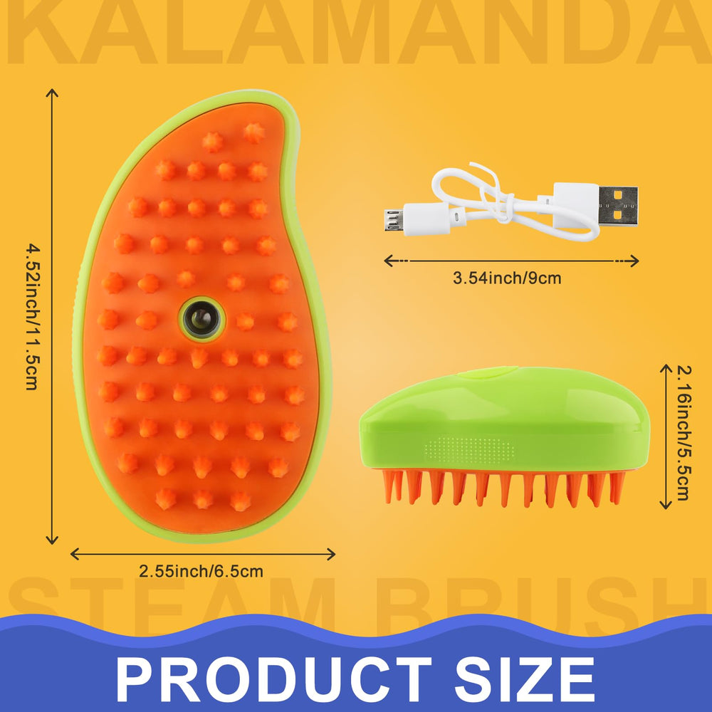 Kalamanda Cat Steam Brush with soft comb teeth for gentle hair removal.