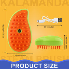 Kalamanda Cat Steam Brush hair-removal action demonstrates efficient fur removal and reduced bath needs.