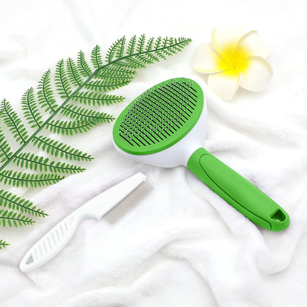 KALAMANDA green pet brush designed for indoor cats with ergonomic grip