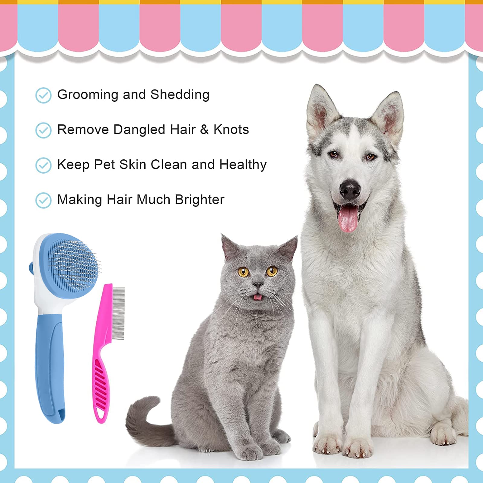KALAMANDA skin-massage needles with rubber tips for gentle deshedding.