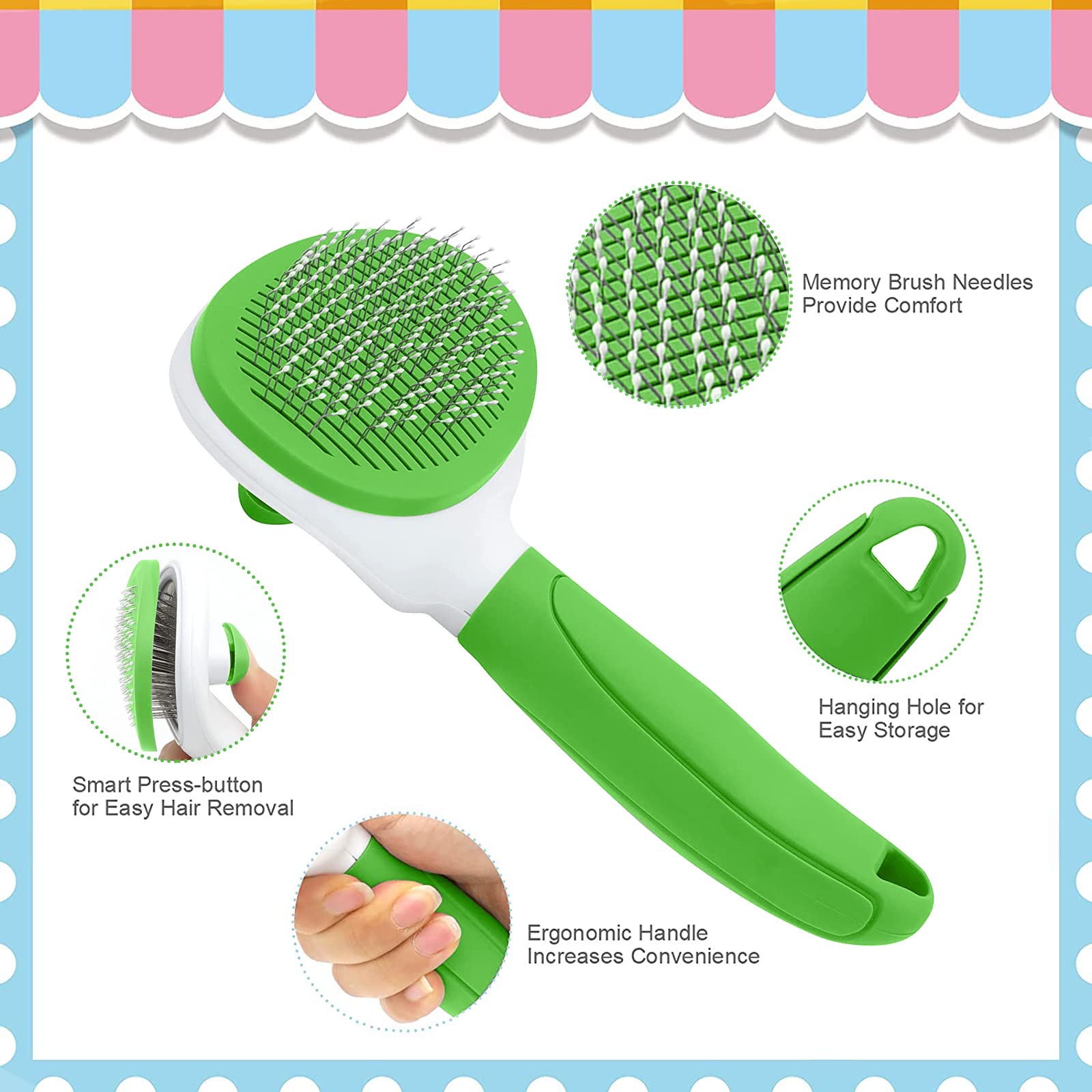 KALAMANDA stainless steel closed-teeth comb for gentle detangling across coat lengths