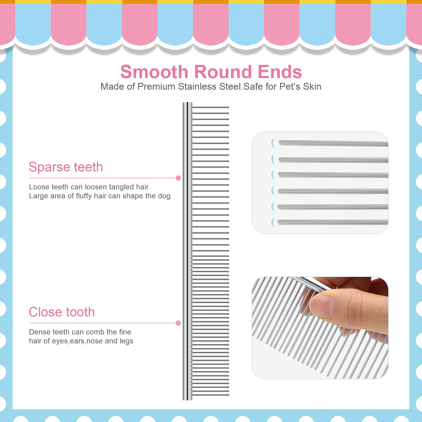 KALAMANDA sturdy stainless steel teeth close-up emphasizing durability and easy cleaning
