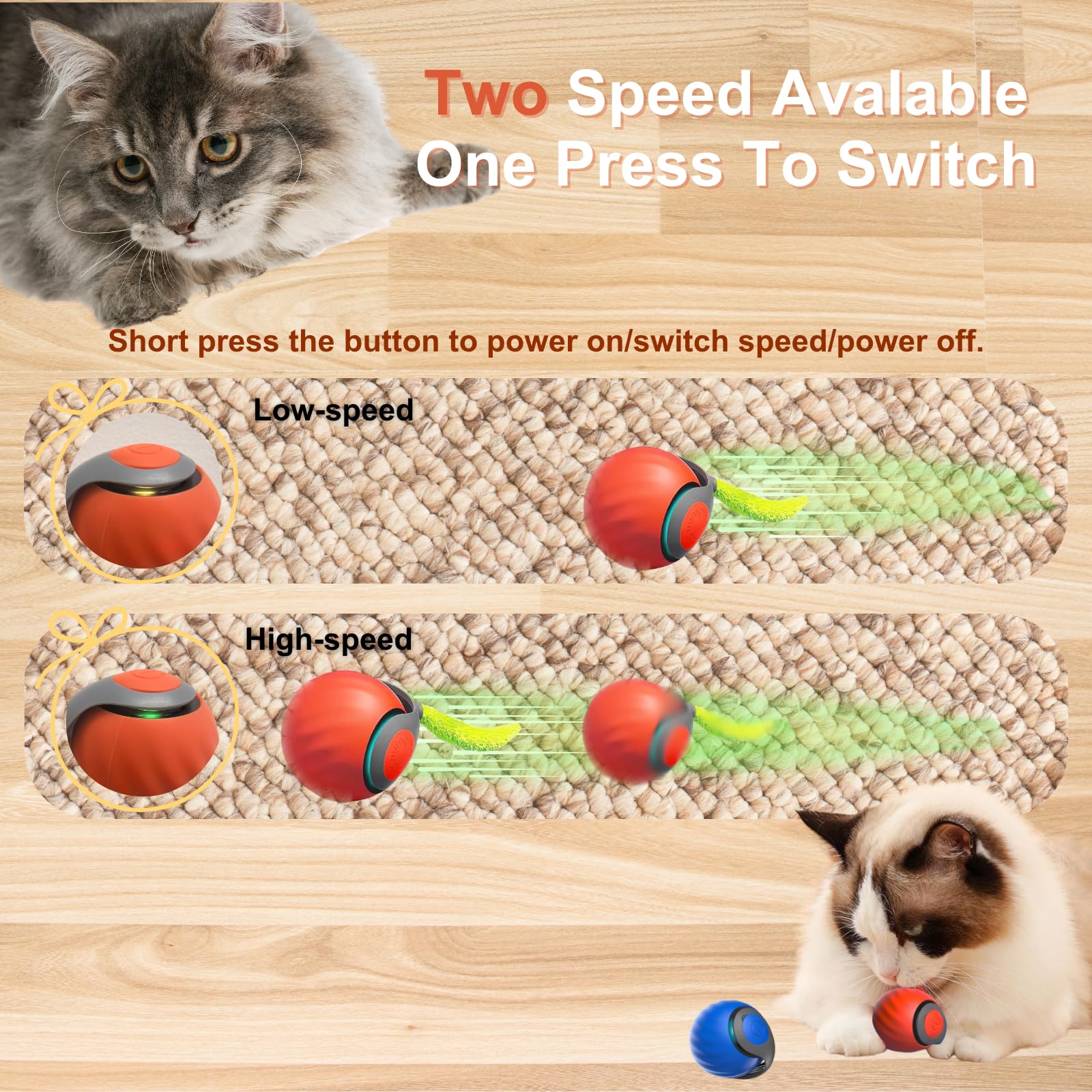 Kalaxy47 ball with plush tail attachment aiding ground stalking