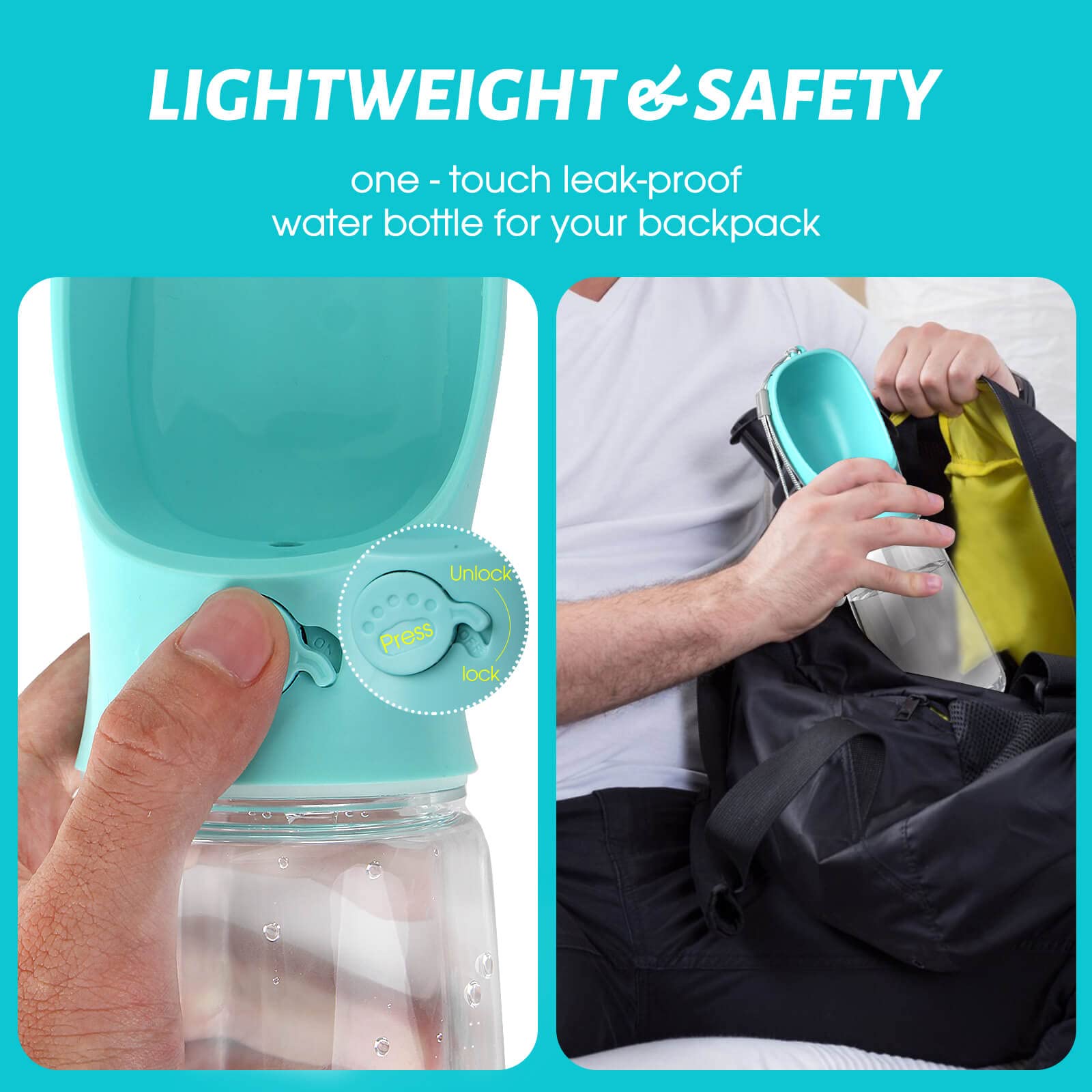 Kalimdor dog water bottle backpack carry friendly for hiking.