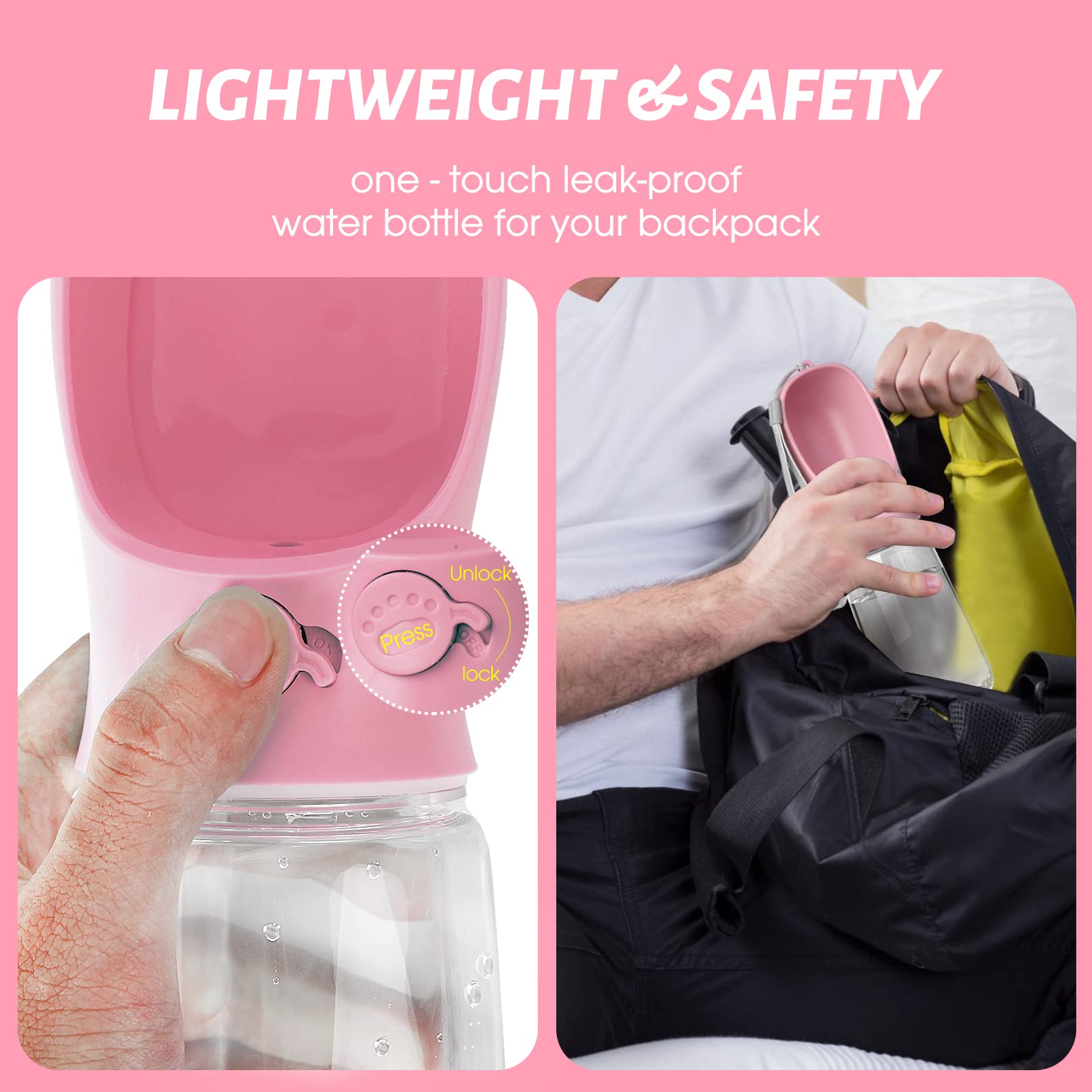 Kalimdor dog water bottle compact portable design fits in backpack or hand