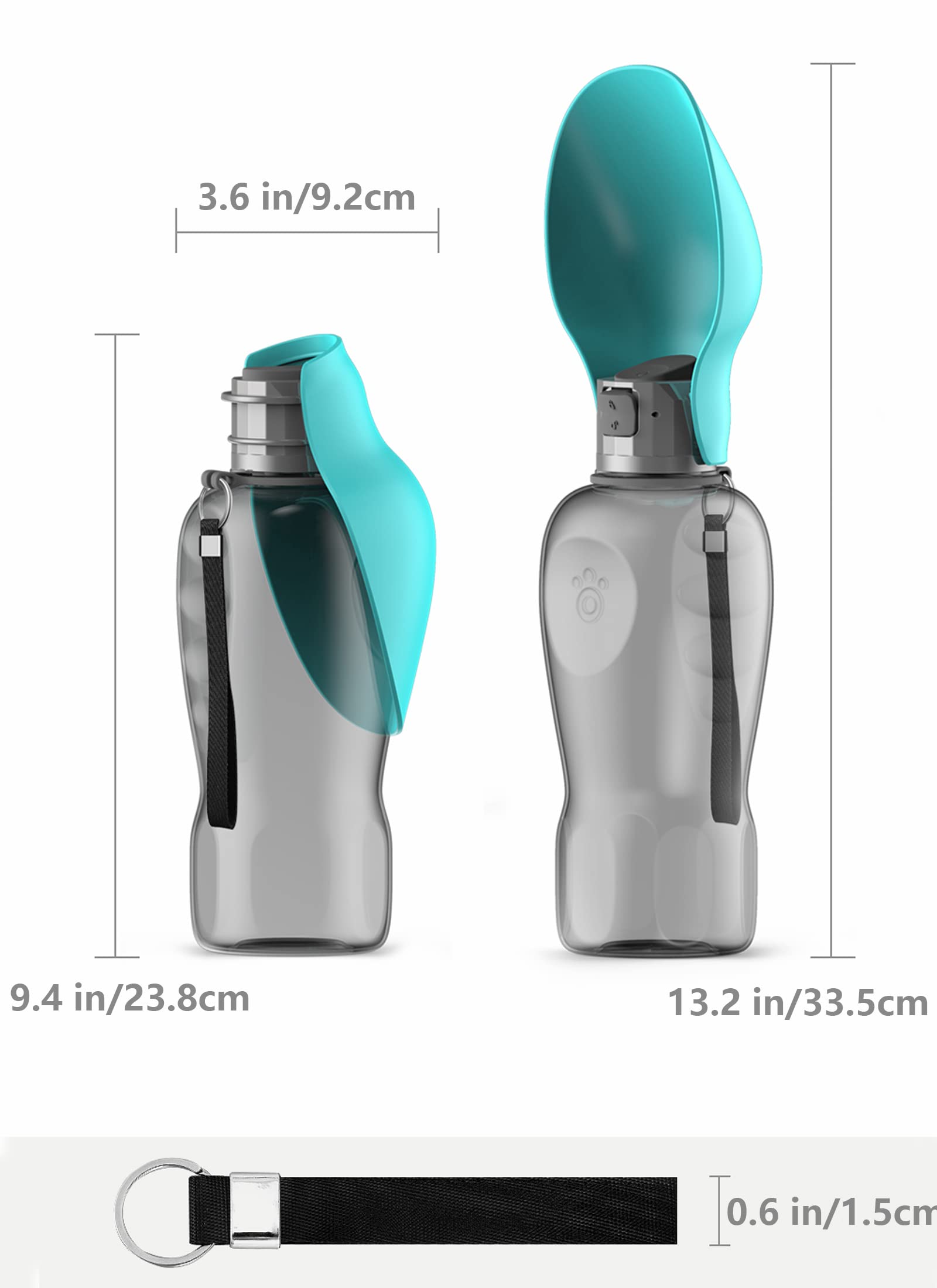 Kalimdor Dog Water Bottle food-grade plastic ensures pet-safe outdoor hydration.