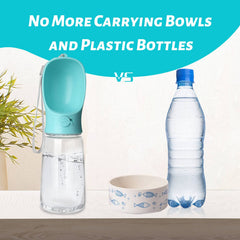 Kalimdor dog water bottle leak-proof cap prevents spills during travel.