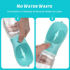 Kalimdor dog water bottle one-handed use for easy outdoors feeding.