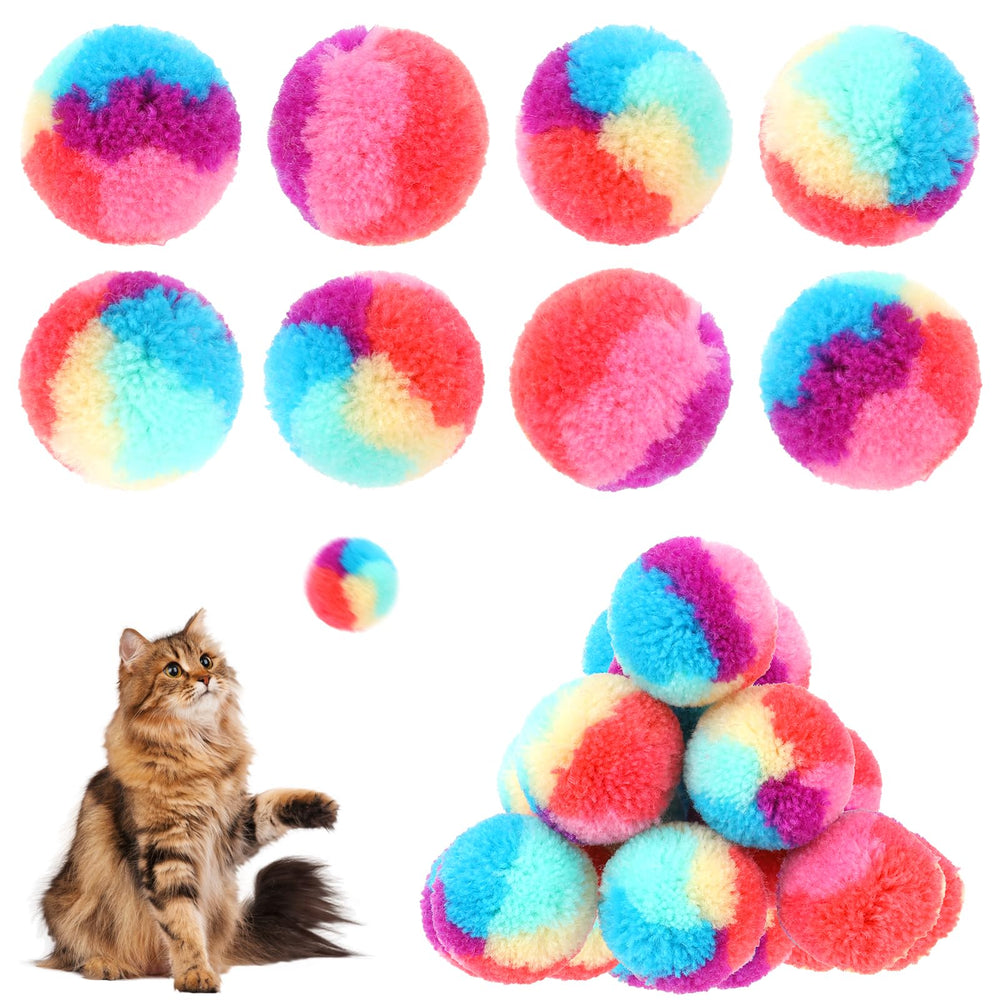 KALIONE rainbow cat ball 1-2 inch, bright plush toy for playful exercise.