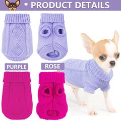 Kallfir's Cutie checkered knitwear rose pink purple front view adds stylish warmth for small dogs.