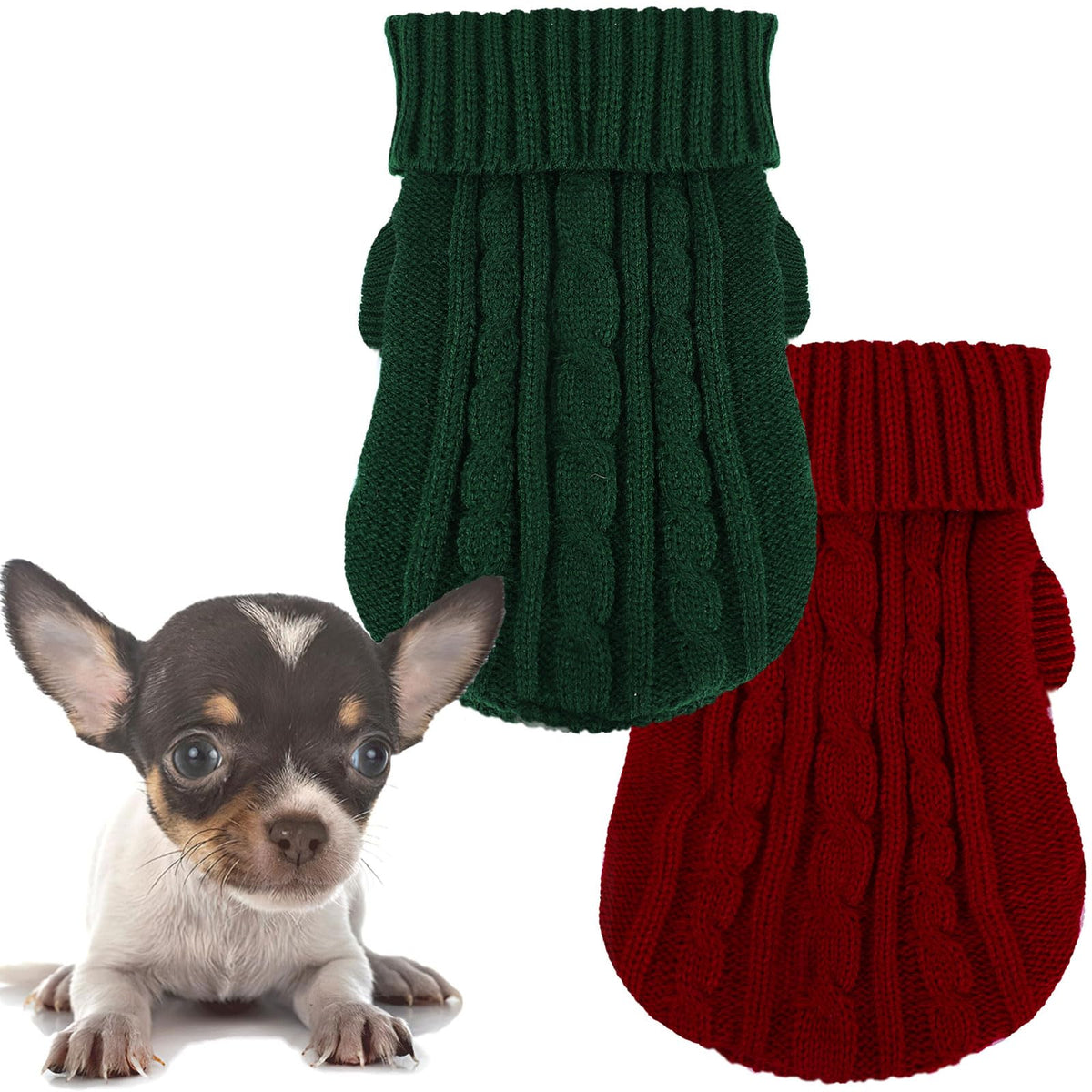 Kallfir's cutie pink small dog sweater provides cozy warmth for tiny dogs.