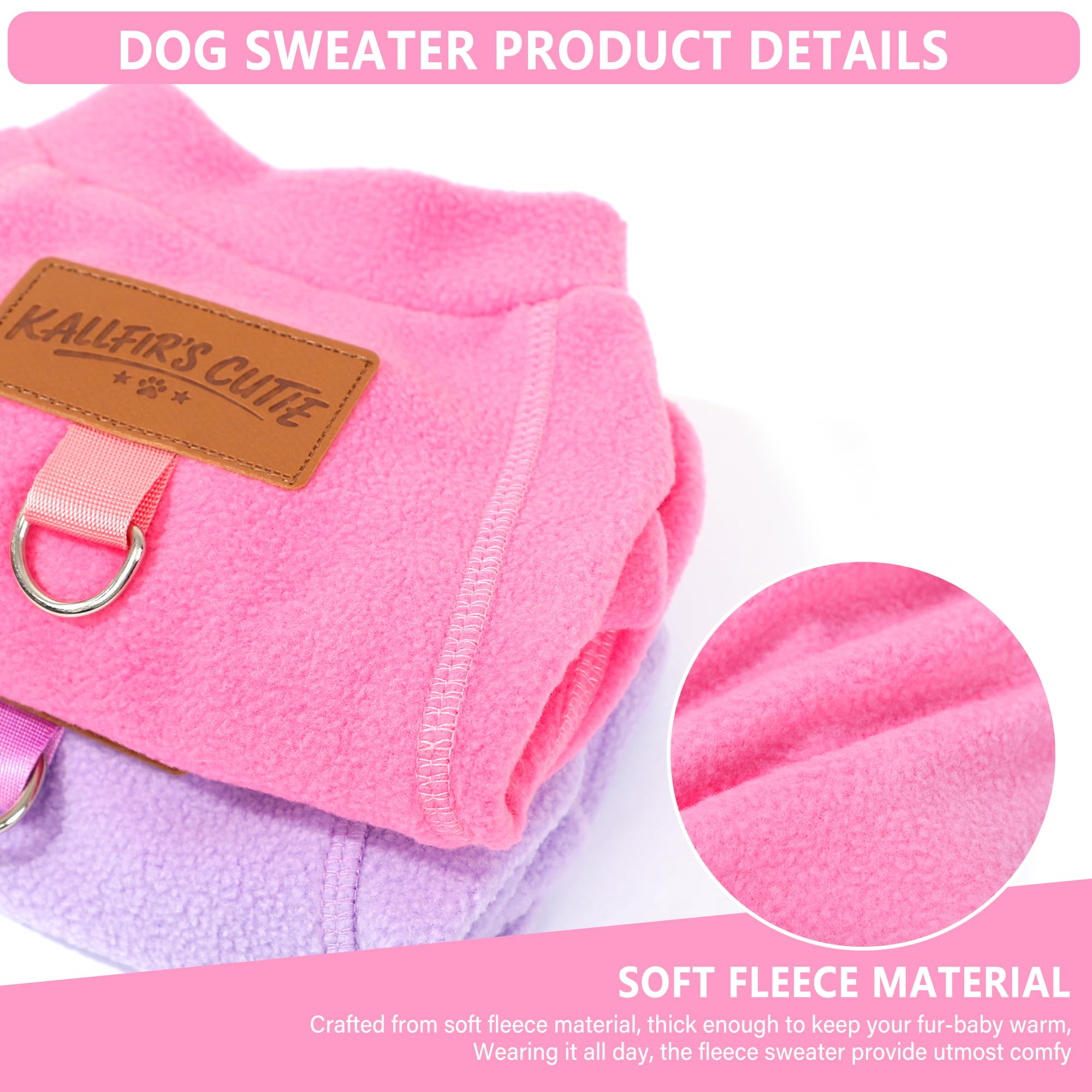 Kallfir's cutie turtleneck sweater with leash ring close-up showing easy pullover design.