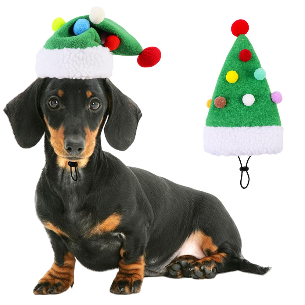 KAMA BRIDAL dog Santa hat green fleece with secure strap for festive wear