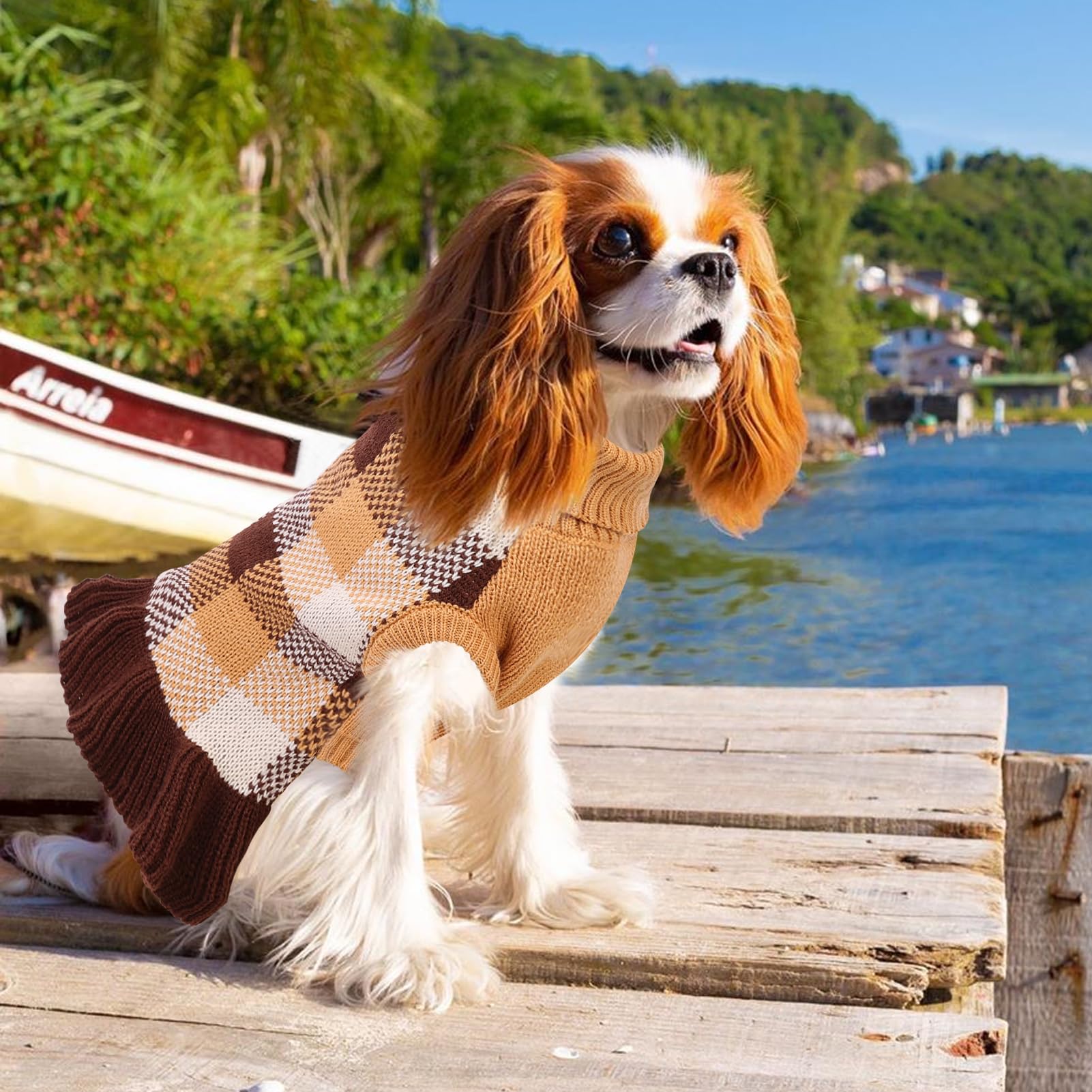 Kama Bridal dog sweater dress leash-hole design ready for daily walks