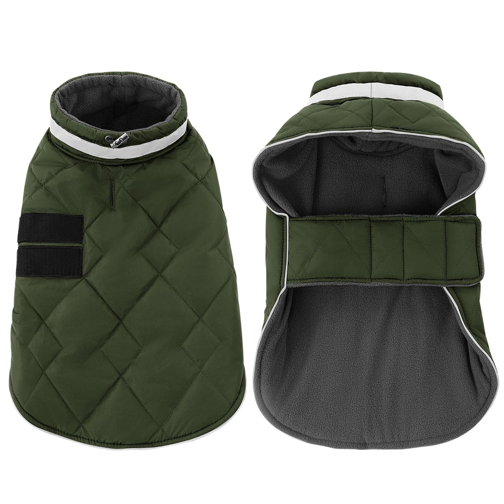 KAMA BRIDAL dog winter coat green size guide helps choose fit.