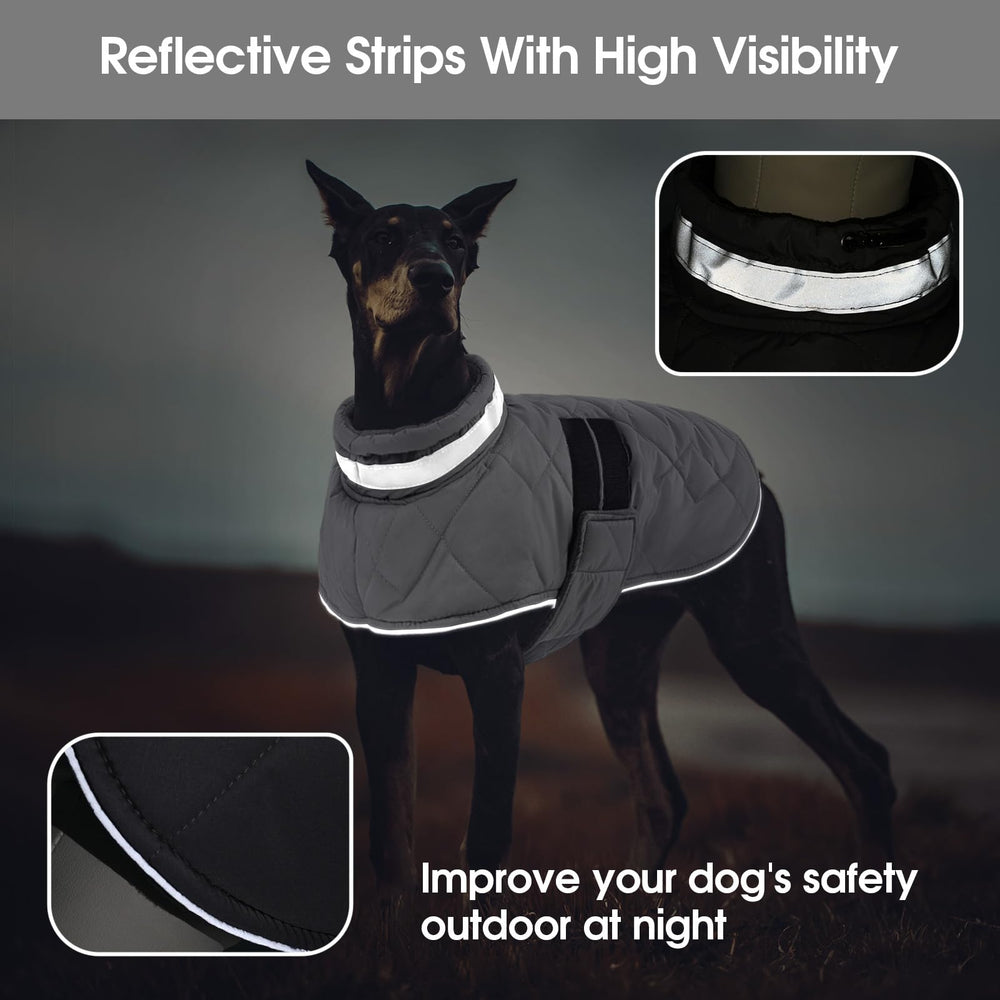 KAMA BRIDAL dog winter coat closeup fabric shows water-resistant outer layer.