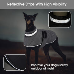 KAMA BRIDAL dog winter coat closeup fabric shows water-resistant outer layer.