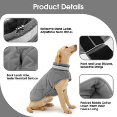 KAMA BRIDAL dog winter coat side view highlights windproof fit for windy commutes.