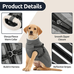 KAMA BRIDAL dog winter coat harness back view with adjustable straps.