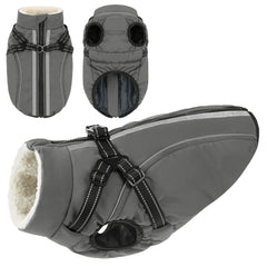 KAMA BRIDAL dog winter coat with harness built-in front view for secure fit during cold walks